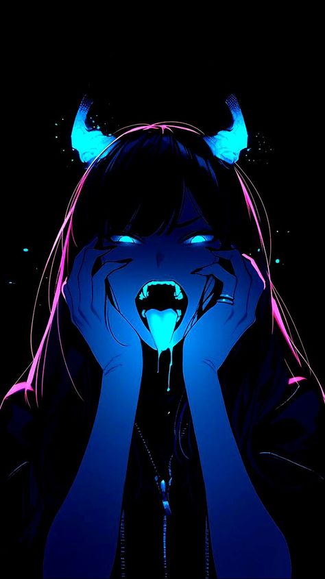 Glowing Art Wallpaper, Evil Pfp Aesthetic, Horor Profile Pictures, Dope Pfp, Neon Anime, Neon Anime Wallpaper, Glow In The Dark Anime Pfp, Neon Art Anime, Anime Neon Aesthetic