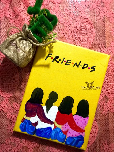 Bestie Paintings, Friendship Paintings Ideas, Friendship Paintings Best Friends, Drawing For Friends, Friends Canvas Painting Ideas, Friend Painting Ideas, Ocean Captions, Friendship Paintings, Drawing Friends