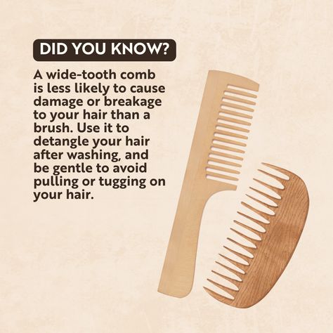 Did you know that a wide-tooth comb is less likely to cause damage or breakage to your hair than a brush? To keep your hair looking and feeling healthy, use the wide-tooth comb to detangle your hair when washing, and be gentle to avoid pulling or tugging on your hair. So the next time you hit the shower, remember this tip from us at HeroLife for healthy hair goals 🙌 #Leafality #HairCareSolutions #shampoo Conditioner Hacks, Healthy Hair Goals, Hairstylist Tips, Hair Captions, Best Hair Conditioner, Hair Content, Hair Salon Marketing, Hair Extension Care, Hair Facts