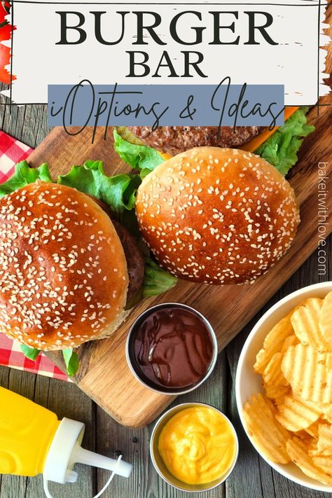 A burger bar is a fun and delicious way to entertain friends and family for parties, special occasions, or just because! All you need is the right ingredients and a little creativity! Whether you're looking for a classic cheeseburger or an adventurous creation, a burger bar has something for everyone! BakeItWithLove.com Classic Cheeseburger, Burger Ingredients, Bread Burger, Cookie Bread, Venison Burgers, Dill Pickle Slices, Blue Cheese Burgers, Pizza Lasagna, Ultimate Burger