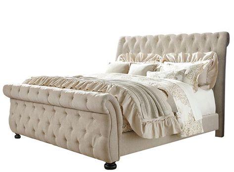 Lyman Bed | Raymour & Flanigan Molding In Bedroom, Crown Molding In Bedroom, Tufted Bedroom, King Platform Bed Frame, Upholstered Sleigh Bed, King Upholstered Bed, Queen Upholstered Bed, King Platform Bed, Tufted Bed