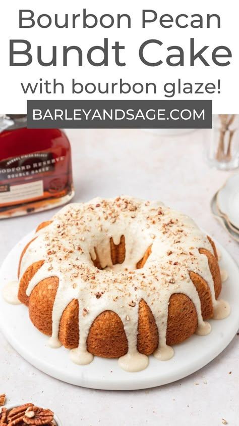 Bourbon Dessert, Pecan Bundt Cake, Brown Butter Bourbon, Butter Bourbon, Bourbon Cake, Cake Magic, Bundt Recipes, Bourbon Glaze, Glaze For Cake