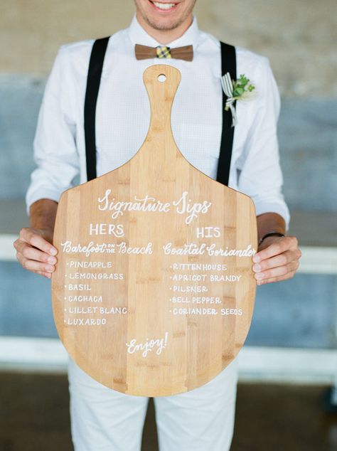 Pizza Wedding, Creative Pizza, Wedding Cake Alternatives, Pizza Bar, Key West Wedding, Martha Stewart Weddings, Drink Menu, Signature Drinks, Wedding Cocktails