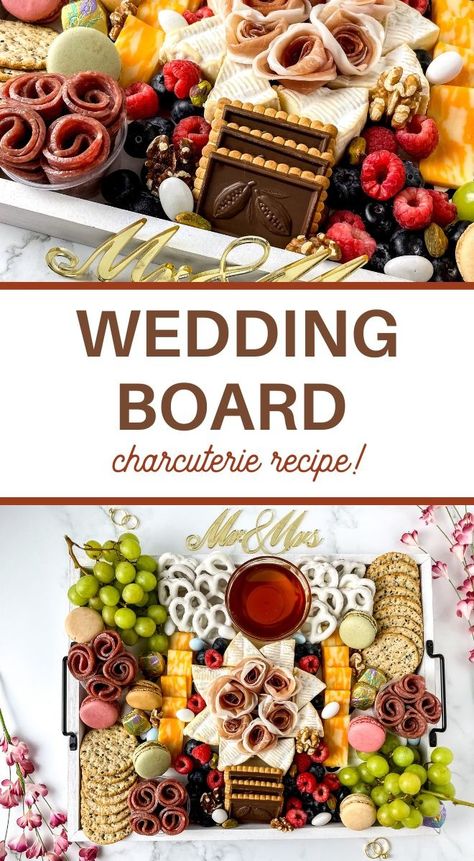 Wedding Charcuterie Board Recipe - 3 Boys and a Dog App Charcuterie Board, Anniversary Charcuterie Board Ideas, Wedding Themed Charcuterie Board, Bridal Party Charcuterie Board, Chauterrie Board, Charcuterie Board How To, Dessert Charcuterie Board Wedding, Wedding Shower Charcuterie, Bridal Charcuterie Board