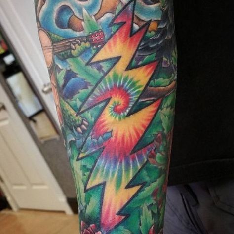 Terrapin Station Tattoo, Tie Dye Tattoo Ideas, Inspirasi Tato, Tie Dye Tattoo, Hippie Tattoos, Grateful Dead Wallpaper, Grateful Dead Tattoo, Darkside Tattoo, Dead Tattoo