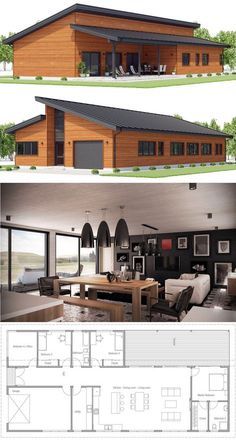 Home Plan, #adhouseplans #floorplans #houseplans #homedecor Shop Barndominium, Container House Plans, Building Homes, Barn Style House, Modern House Plan, Metal Building Homes, House Blueprints, Barn House Plans, Barndominium Ideas