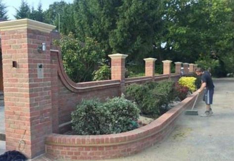 Garden Walls, Driveway Entrance, Brick Fence, House Makeover, Front Wall, St Helens, Brick Design, Brickwork, Wall Ideas