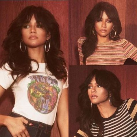 Zendaya Curtain Bangs, Alana Lintao Icon, 70s Inspired Hairstyles, Zendaya Euphoria, Mode Zendaya, Estilo Zendaya, Zendaya Hair, Zendaya Style, Zendaya Coleman