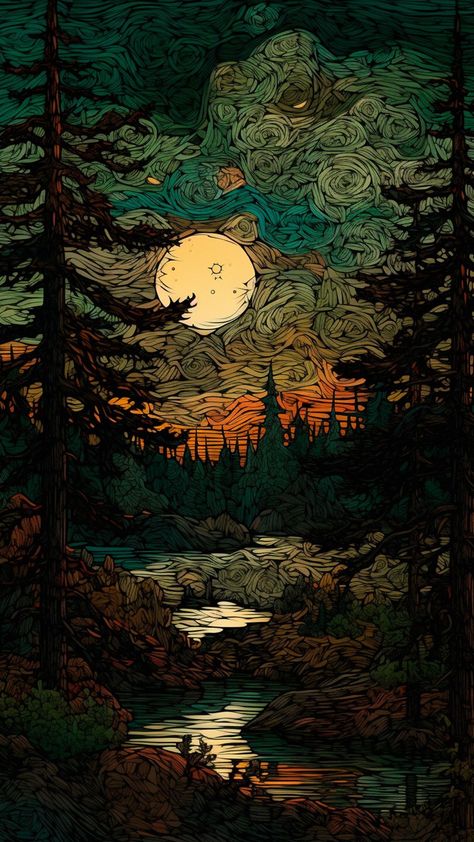 Pixel Art Landscape, Arte Van Gogh, Witchy Wallpaper, Soyut Sanat Tabloları, Abstract Art Wallpaper, Cool Wallpapers Art, Dreamy Art, Landscape Wallpaper, Scenery Wallpaper