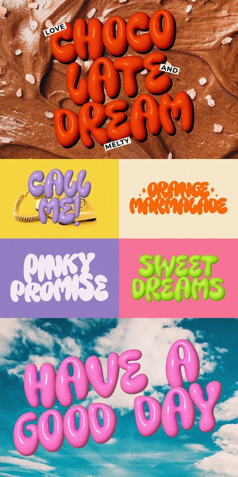 Hand drawn chubby #font with 2 styles namely (3d svg and regular). It is perfect for contemporary designs. Great for poster designs, social media posts, logos etc. #3d #3dfont #3dtype #logotype Fat Font, Purple Magic, Groovy Font, 3d Font, Script Typeface, Free Script Fonts, 3d Svg, Cursive Fonts, Poster Designs