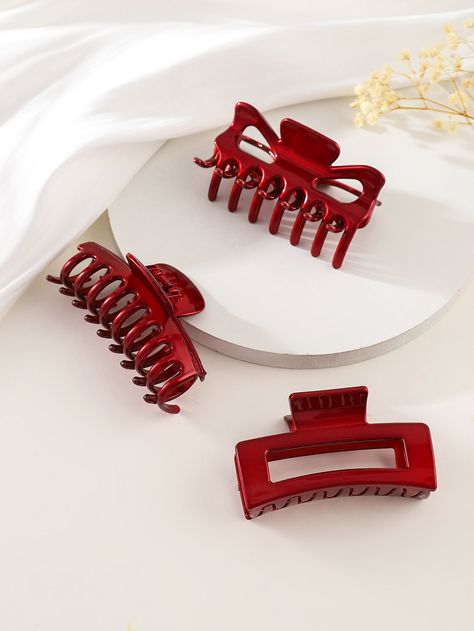 Red Accessories Aesthetic, Red Claw Clip, Cabello Aesthetic, Twilight Dr, Red Hair Clips, Hair Accessories Red, 2fast And 2furious, York Christmas, Black Claws