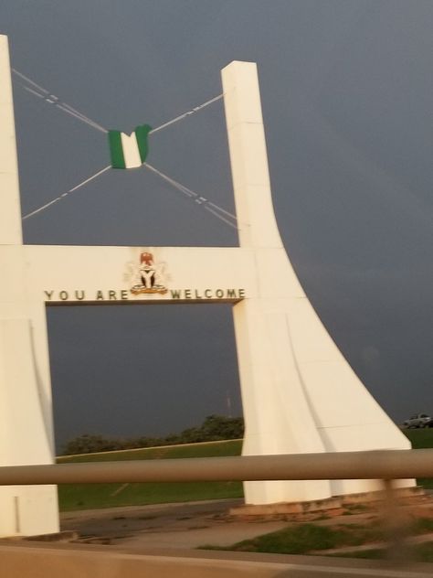 Abuja, Nigeria welcome arch. I took this picture the 2nd week of August 2017. You won't hear "thank you" very often, but you will hear "you are welcome" frequently. (LSheppler) Abuja Nigeria, Arch, Thank You, Quick Saves