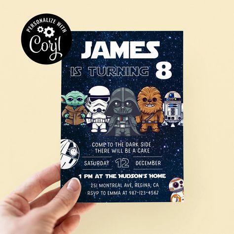 Editable Star War Birthday Invitation Template Printable Birthday Party Invitation Digital Kids Party Invite Template Starwars Bday Card Sw1 - Etsy Australia Star Wars Kids Party, Star Wars Printables, Star Wars Invitations, Star Wars Birthday, Party Invitations Kids, Star Wars Kids, 12 December, Star Wars Party, 6th Birthday Parties