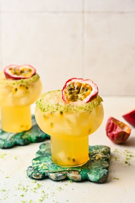 Passion Fruit Margarita - Crowded Kitchen Passion Fruit Margarita Recipe, Blueberry Margarita, Passion Fruit Margarita, Fruit Margarita, Crowded Kitchen, Coconut Margarita, Margarita Ingredients, Passion Fruit Juice, Summer Salads With Fruit