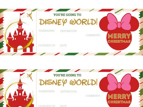 Christmas Disney tickets - Google Drive Disney Trip Reveal, Disney Printables Free, Disney Tickets, Disney World Christmas, Disney World Tickets, Christmas Date, Disney Printables, Christmas Disney, Christmas Activities For Kids