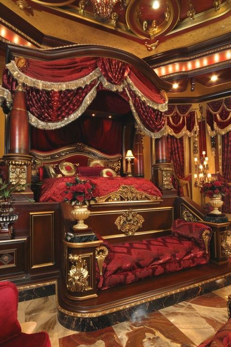 Royal Castles Interior, Enchanted Bedroom Ideas, Enchanted Bedroom, Furniture 123, Opulent Bedroom, Bedroom Set Designs, Mansion Bedroom, Royal Room, Royal Bedroom