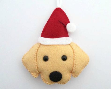 Golden Retriever Felt Ornament, Felt Golden Retriever, Diy Dog Christmas, Golden Retriever Ornament, Felt Dog Ornament, Christmas Felt Ornaments, Golden Retriever Christmas, Felt Dog, Dog Tree