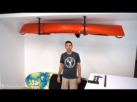 Hi-Port 2 | Adjustable 2 Kayak Ceiling Storage - StoreYourBoard International Kayak Storage Garage, Ceiling Storage Rack, Garage Ceiling Storage, Kayak Storage Rack, Board Ceiling, Surfboard Rack, Sea Kayak, Kayak Storage, Kayak Rack