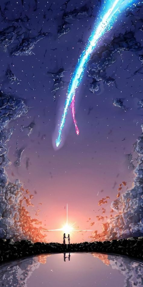 Your Name Comet Wallpaper, Kimi No Nawa, Makoto Shinkai Movies, Your Name Wallpaper, Your Name Anime, Blue Anime, Lit Wallpaper, Cartoon Profile Pictures, Superhero Wallpaper