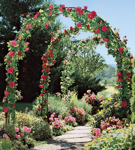 pics of archways in gardens | Arches, Arbors & Other Such Things Climbing Plant Support, Garden Archway, Romantic Backyard, Garden Arch Trellis, Rose Garden Design, Arbors Trellis, Arch Trellis, Garden Arches, Backyard Pergola