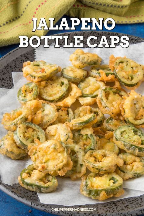 Fried Pickled Jalapenos, Jalapeno Slices Recipe, Fried Pickled Jalapeno Slices, Deep Fried Jalapenos, Fried Green Peppers, Air Fryer Fried Jalapenos, Jalapeño Bottle Caps, Air Fryer Jalapeno Slices, Crispy Jalapeno Slices