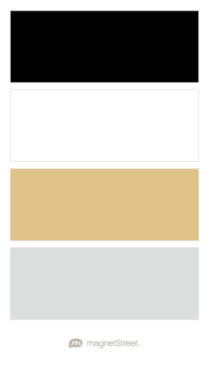 Black, White, Gold, and Silver Wedding Color Palette - custom color palette created at MagnetStreet.com Sangria Wedding Colors, Blue Paint Palette, Periwinkle Wedding, Peach Wedding Colors, Mint Paint, Silver Color Palette, Teal Wedding Colors, Calendar Magnets, Custom Refrigerator