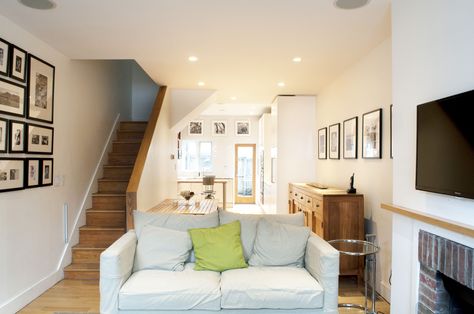 With Two Kids in Tow, Couple Keeps Fitler Square Home Clean & Simple - Curbed Philly Row House Interior Design, Row House Interior, Home Inside Design, Small House Interior, Small House Interior Design, House Interior Design, Interior Design Photos, Inside Design, House Design Photos