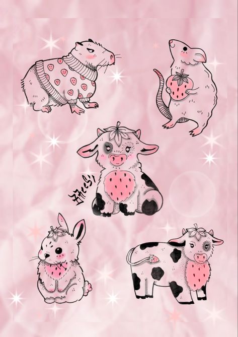 Cow Desserts, Kitten Tattoo, Creepy Cute Aesthetic, Traditional Tattoo Flash Art, Cow Tattoo, Tattoo Lettering Design, Nerd Tattoo, Bunny Tattoos, Pen Tattoo