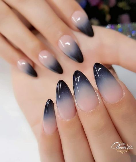 Classy Black Nails, Black And Nude Nails, Ombre French Nails, Black Ombre Nails, Faded Nails, East Kilbride, Ombre Acrylic, Sharp Claws, Usa Nails