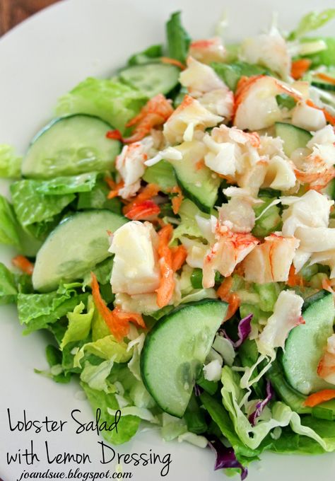 Jo and Sue: Lobster Salad With Lemon Dressing Lobster Salad Appetizer, Dinner Calendar, Lobster Bites, Lenten Meals, Salad With Lemon Dressing, Pineapple Cupcake, Salads Ideas, Lobster Recipe, Lobster Dishes