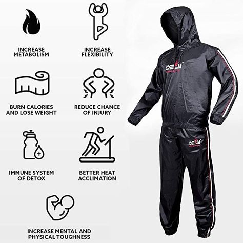 DEFY Heavy Duty Sweat Suit Sauna Exercise Gym Sauna Suit Fitness workout Anti-Rip with Hood Sauna Suit Workout, Sauna Workout, Gym Sauna, Gym Suit, Gym Weights, Sauna Suit, Sweat Suit, Exercise Gym, Increase Metabolism