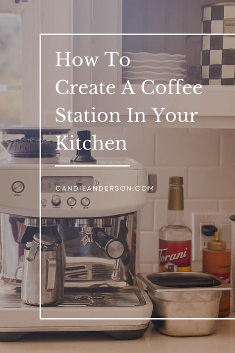 Transform your kitchen into a cozy coffee haven! Explore coffee bar ideas and discover the convenience of a personalized coffee station. From espresso machines to syrup options, it's all here to inspire your daily brew. #CoffeeBarIdeas #KitchenDecor #CoffeeObsession Coffee Syrup Station, Home Espresso Station, Espresso Bar In Kitchen, Coffee Set Up, Espresso Bar Ideas, Espresso Machine Station, Coffee Station Ideas Countertop, Coffee Station Ideas, Coffee Bar Ideas