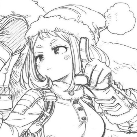 1/2 Manga Coloring Book, Sketch Icon, Ochako Uraraka, Cute Profile Pictures, My Hero Academia Manga, Anime Sketch, Sketchbook Art Inspiration, A Drawing, Manga Drawing