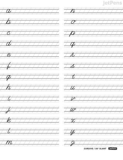 Free Downloads & Printables: Coloring Pages, Calligraphy Worksheets, & More! | JetPens Cursive Handwriting Sheets, Cursive Alphabet Chart, Cursive Practice Sheets, Cursive Letters Worksheet, Calligraphy Templates, Cursive Writing Practice Sheets, Cursive Worksheets, Hand Lettering Practice Sheets, Free Printables For Kids