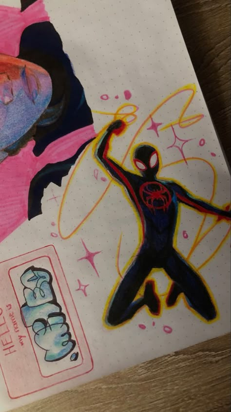 Spider Man Graffiti Art, Miles Morales Drawing Sketches Easy, Spiderman Drawing Sketches, Spiderverse Drawing, Spiderman Sketchbook, Spiderman Doodles, Superhero Sketches, Image Spiderman, Spiderman Drawing