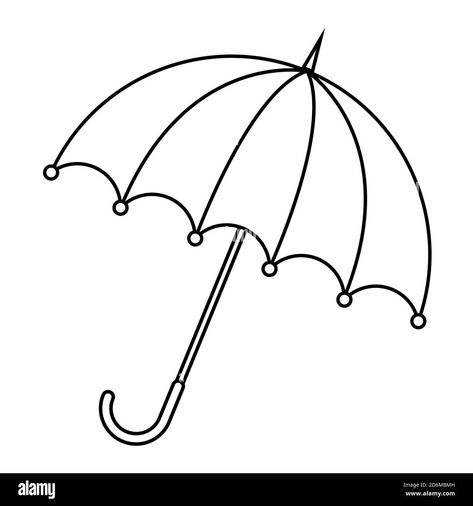 Download this stock vector: Umbrella outline illustration. Parasol contour isolated on white. Rain protection icon. Autumnal vector line art symbol. Seasonal design concept. Eps - 2D6MBMH from Alamy's library of millions of high resolution stock photos, illustrations and vectors. Umbrella Outline Drawing, Umbrella Line Drawing, Umbrella Line Art, Umbrella Outline, Umbrella Sketch, Umbrella Coloring Page, Umbrella Drawing, Vector Line Art, Beach Drawing