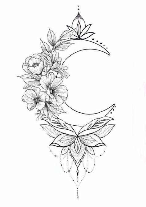 100 idées de tatouages lune pour femme - Astuces de filles Tattoo Ideas Female Thigh, Flower Thigh Tattoos, Muster Tattoos, Moon Tattoo Designs, Thigh Tattoos, Tattoo Ideas Female, Flowers Tattoo, Thigh Tattoos Women, Flower Tattoo Designs