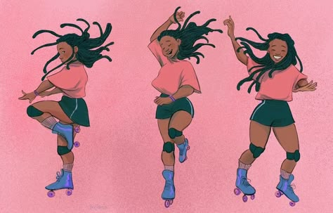 Bev Johnson, Marvel Fan Art, Black Artwork, Figure Drawing Reference, Roller Skates, Roller Skating, Drawing Poses, Drawing Reference Poses, Animated Characters