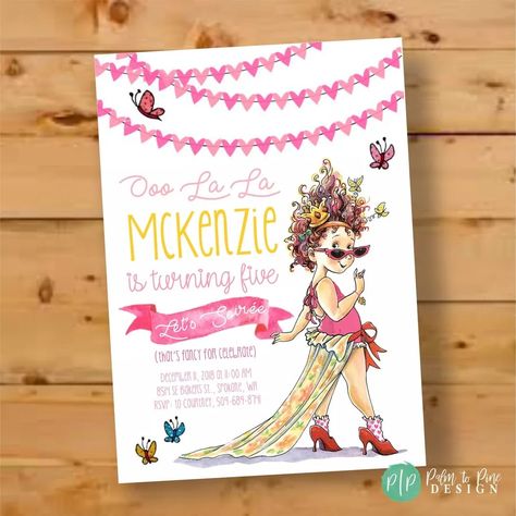 Fancy Nancy Birthday Invite Fancy Nancy Birthday Party Girls Birthday Party Fancy Nancy Book, Fancy Nancy Birthday Party, Girls Birthday Invitations, Fancy Nancy Birthday, Fancy Birthday Party, Fancy Nancy Party, Birthday Tree, Birthday Party Locations, Princess First Birthday