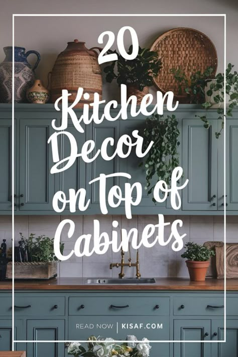 Kitchen Decor Ideas on Top of Cabinets Above Cabinet Kitchen Ideas, Kitchen On Top Of Cabinet Decor, On Top Of Cabinets Decor, Decor For Upper Kitchen Cabinets, Displays Above Kitchen Cabinets, Pottery On Top Of Kitchen Cabinets, Unique Kitchens And Baths, Ideas To Decorate Top Of Kitchen Cabinets, Top Of Kitchen Cupboard Ideas