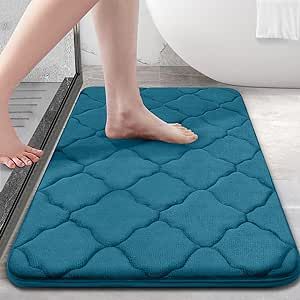 OLANLY Memory Foam Bath Mat Rug 24x16, Ultra Soft Non Slip and Absorbent Bathroom Rug, Machine Wash Dry, Comfortable, Thick Bath Rug Carpet for Bathroom Floor, Tub and Shower, Peacock Blue Floor Tub, Design Marocain, Tub And Shower, Foam Bath, Moroccan Design, Bath Linens, Bathroom Floor, Bath Mat Rug, Bathroom Rug