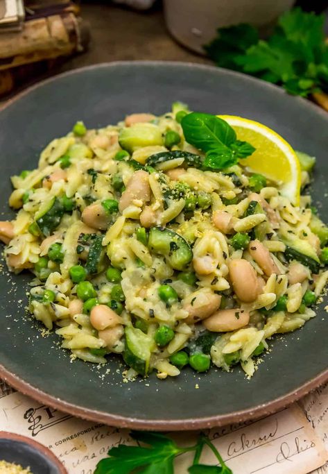 Immerse your taste buds in the light and refreshing essence of lemon, infusing this Vegan Creamy Lemon Basil Orzo Skillet with a vibrant zing Lemon Basil Orzo, Basil Orzo, Orzo Skillet, Vegan Garden, Noodle Doodle, Monkey And Me Kitchen Adventures, Monkey And Me, Lemon Asparagus, Orzo Recipes