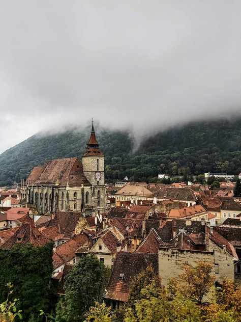 The Black Church, Brașov, Romania View from the White Tower Romania Aesthetic, Romania Brasov, Sunny Aesthetic, Brasov Romania, Transylvania Romania, Black Church, Brasov, Beautiful Place, Dream Destinations