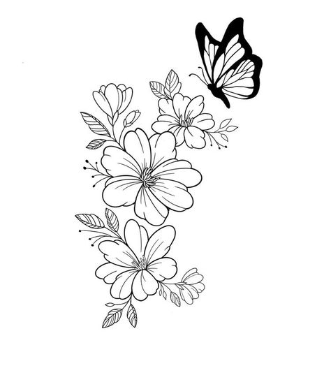 Tattoo Sketchbook, Hairstyles Weave, Butterfly Tattoo Stencil, Unique Butterfly Tattoos, Wrist Tattoo Ideas, Flower Drawing Design, Cute Tiny Tattoos, Tattoo Stencil Outline, Floral Tattoo Design