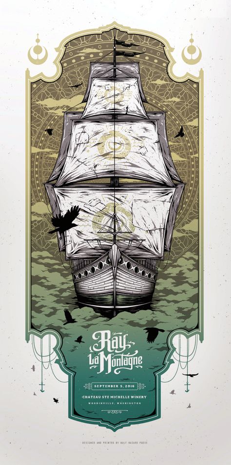 Ray LaMontagne - Half Hazard Press - 2016 ---- Omg Posters, Ray Lamontagne, The Ouroboros, Poster Rock, Concert Poster Design, Screen Print Poster, Music Festival Poster, Gig Poster, Lovely Poster