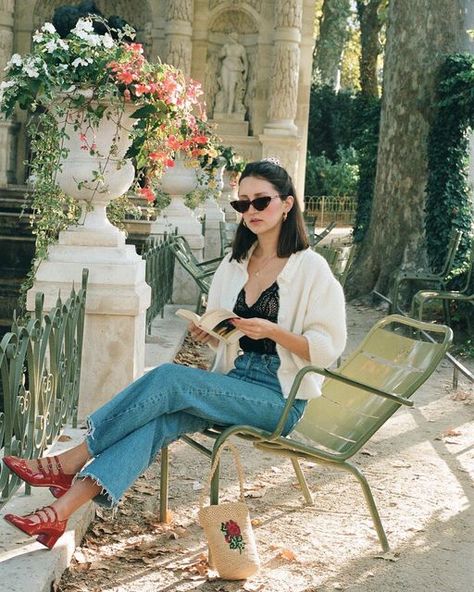 Marielle Haon on Instagram: "Jardin d’automne 🍂 Wearing a bodysuit from the iconic parisian brand of the 30’s @scandale.ecolingerie which is reinventing itself with sustainable & ethically produced lines Ad 📷 @valentinemartinduchene" Marielle Haon, Parisian Spring, Shoes Outfit Ideas, Mary Jane Outfit, Mary Janes Outfit, Mary Jane Shoes Outfit, Modest Spring Outfits, Outfit Ideas 2024, Iconic Shoes