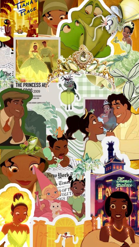 Colagem da princesa tiana Tiana And Naveen, Princesa Tiana, Disney Adult, Disney Characters Wallpaper, Disney Princess Fan Art, Wallpaper Disney, Princess And The Frog, Princess Tiana, The Princess And The Frog