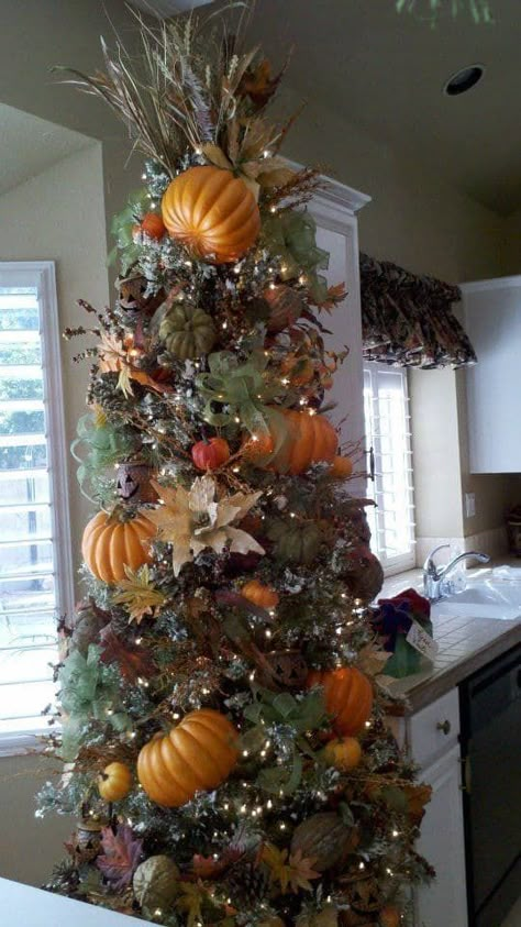 Fall Christmas Tree, Thanksgiving Tree, Holiday Trees, Fall Trees, Fall Tree, Halloween Tattoo, Art Deco Decor, Fall Arrangements, Fall Thanksgiving Decor