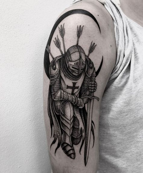 Knight In Armor Tattoo, Knights Tattoo, Knight Tattoo Design, Knights Templar Tattoo, Tattoo Knight, Knight Tattoos, Templar Tattoo, Templar Knight Tattoo, Pegasus Tattoo