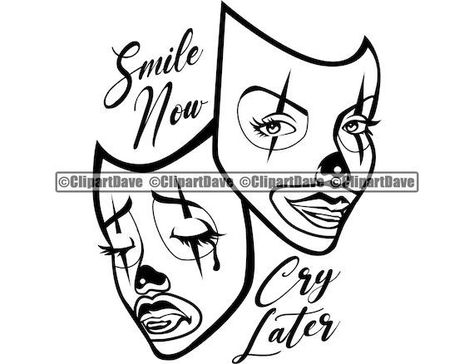 Cool Bumper Stickers, Laughing Skull, Smile Now Cry Later, Digital Art Gift, Laugh Now Cry Later, History Tattoos, Skeleton Svg, Leo Tattoos, Clown Mask